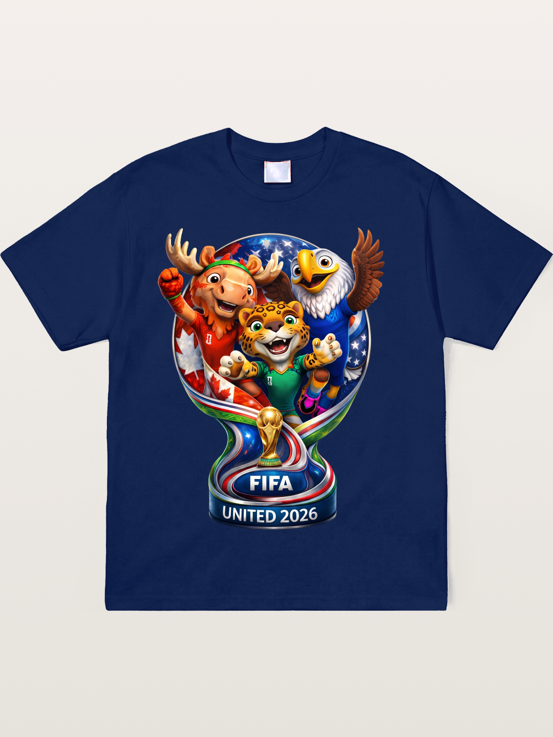 World Cup Mascots Globe Design Soft-Stay T-shirt