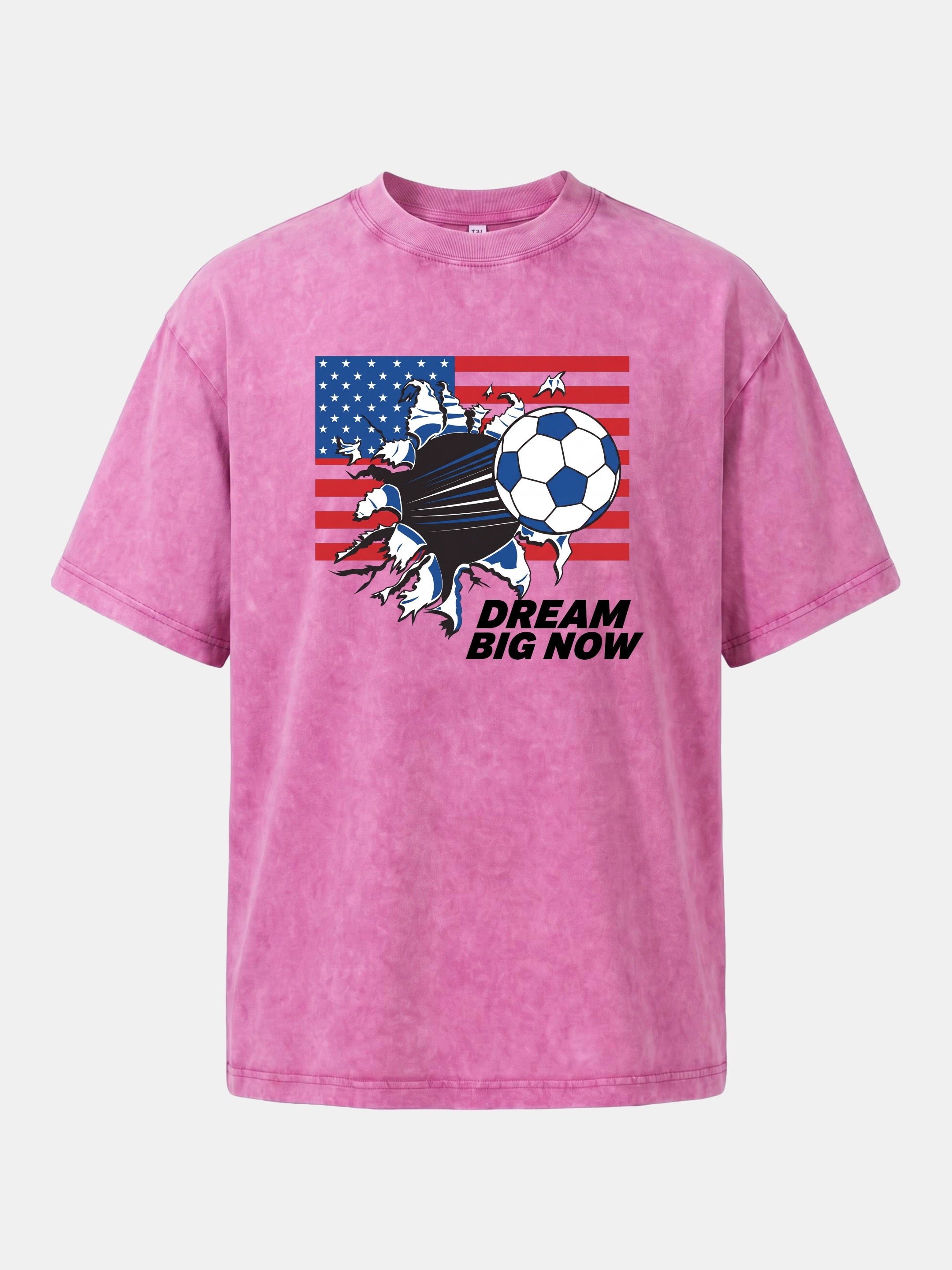 Torn Flag Soccer Explosion Design Washed T-shirt