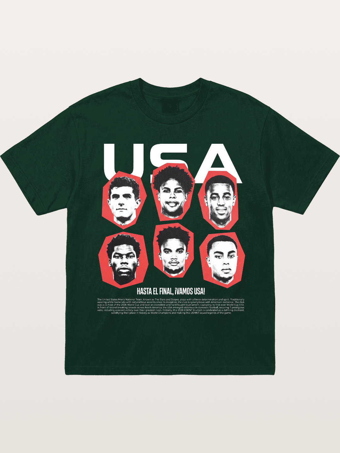 Six US Soccer Stars Hexagon Layout Gildan T-shirt