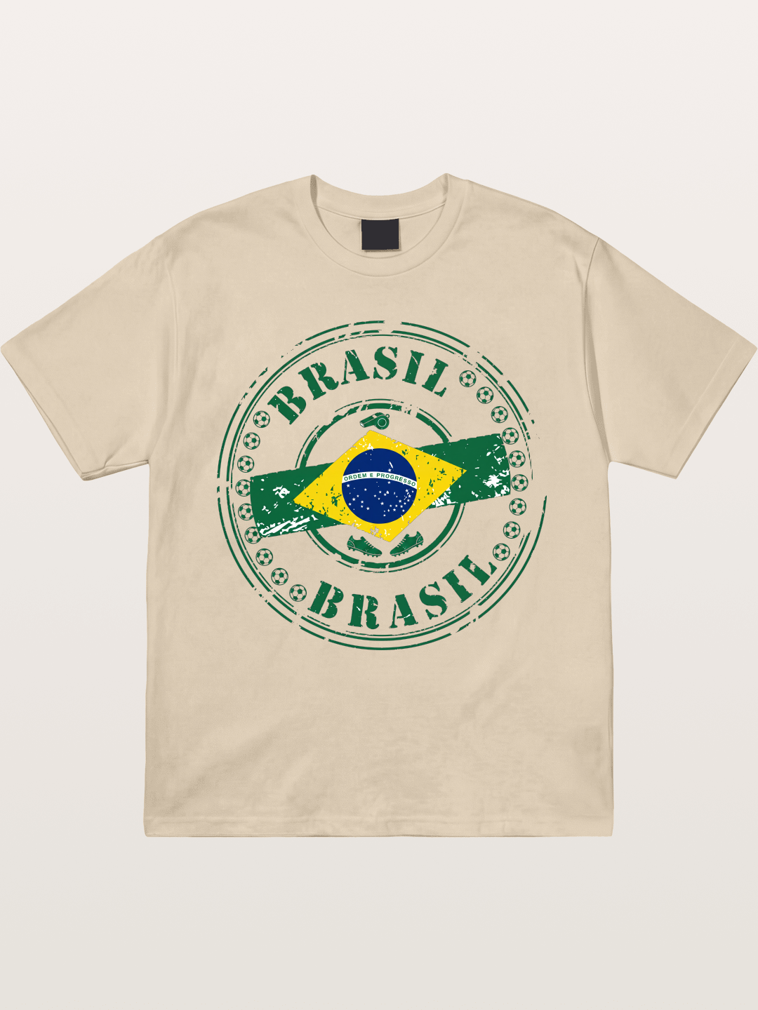 Brazil Flag Stamp Soccer Print Gildan T-shirt