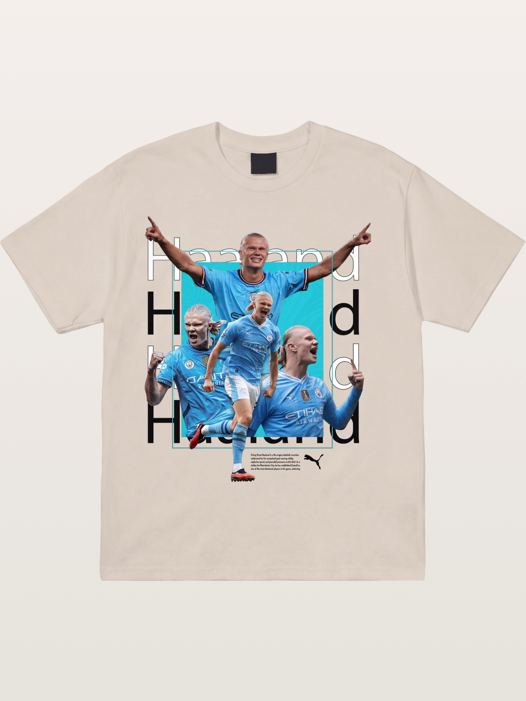 Haaland Typography Collage Art Cotton T-shirt