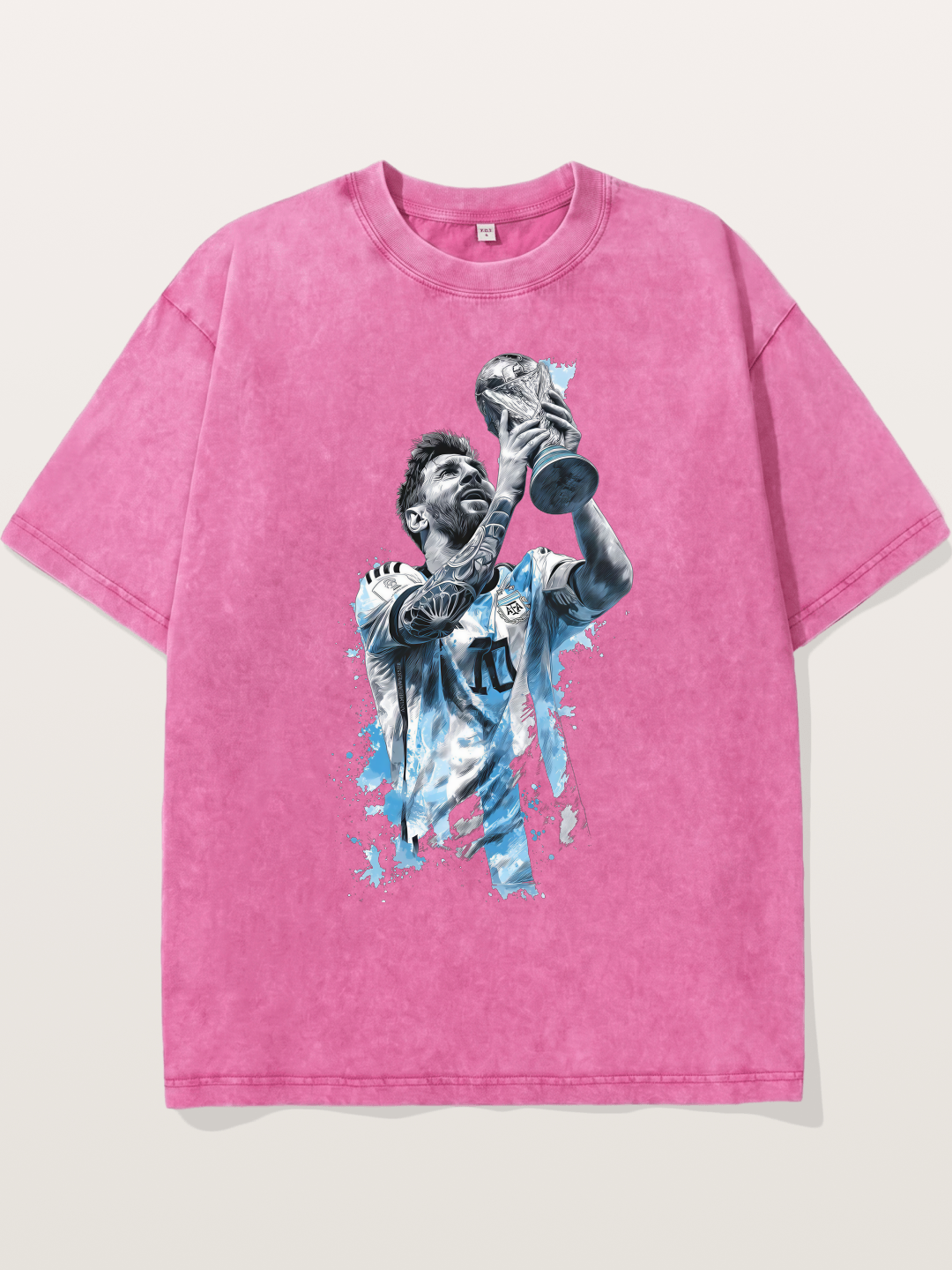 Messi WC Trophy Watercolor Washed T-shirt