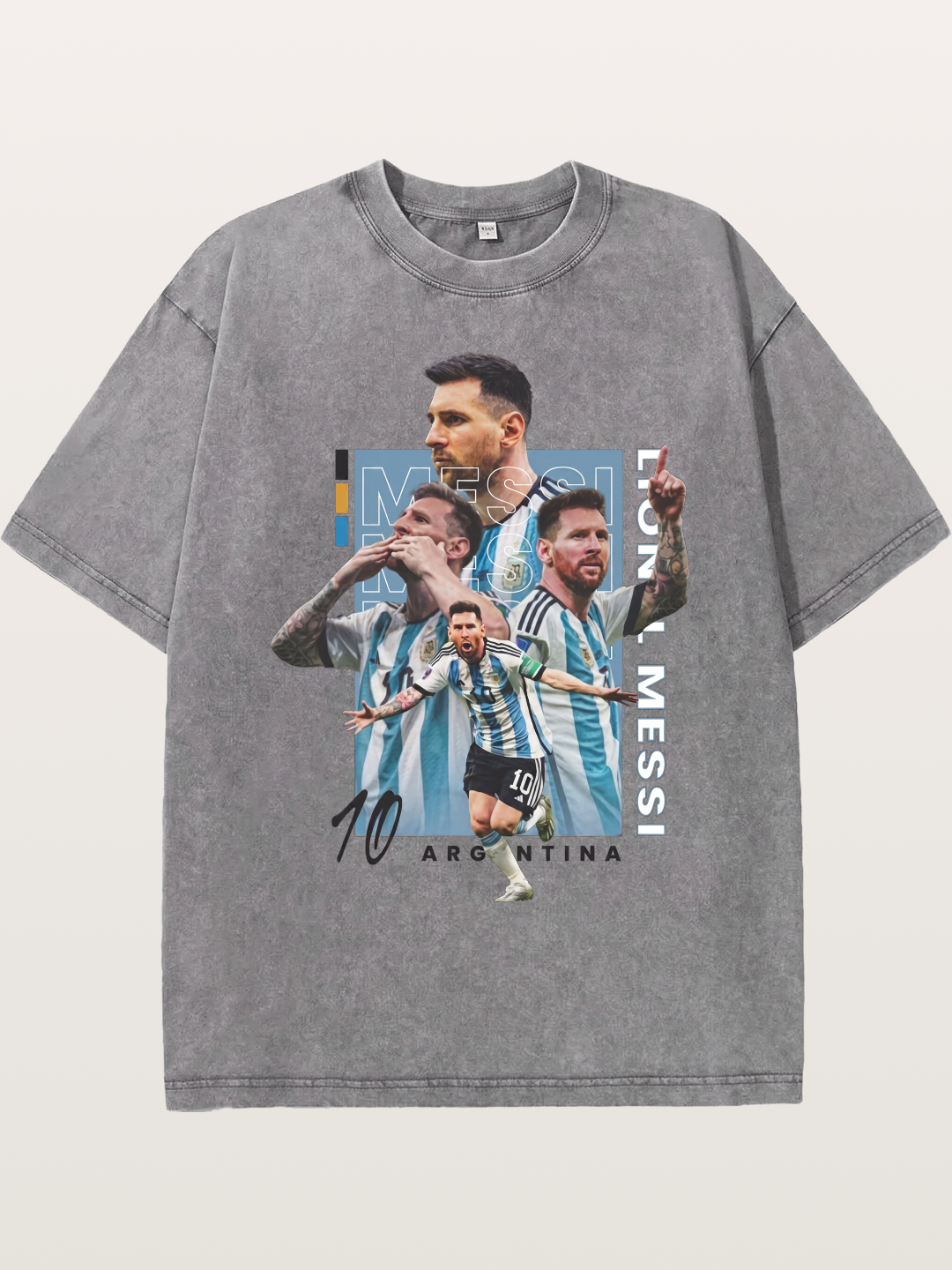 Messi Argentina Layered Collage Washed T-shirt