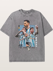Messi Argentina Layered Collage Washed T-shirt