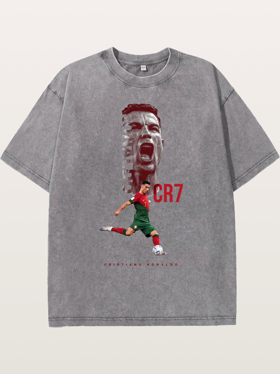 CR7 Portugal Action Print Washed T-shirt