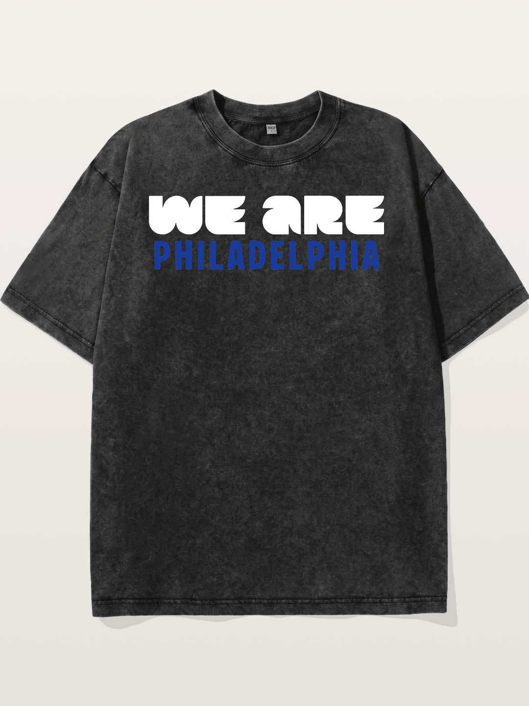 Philadelphia Navy Blue Bold Print Washed T-shirt