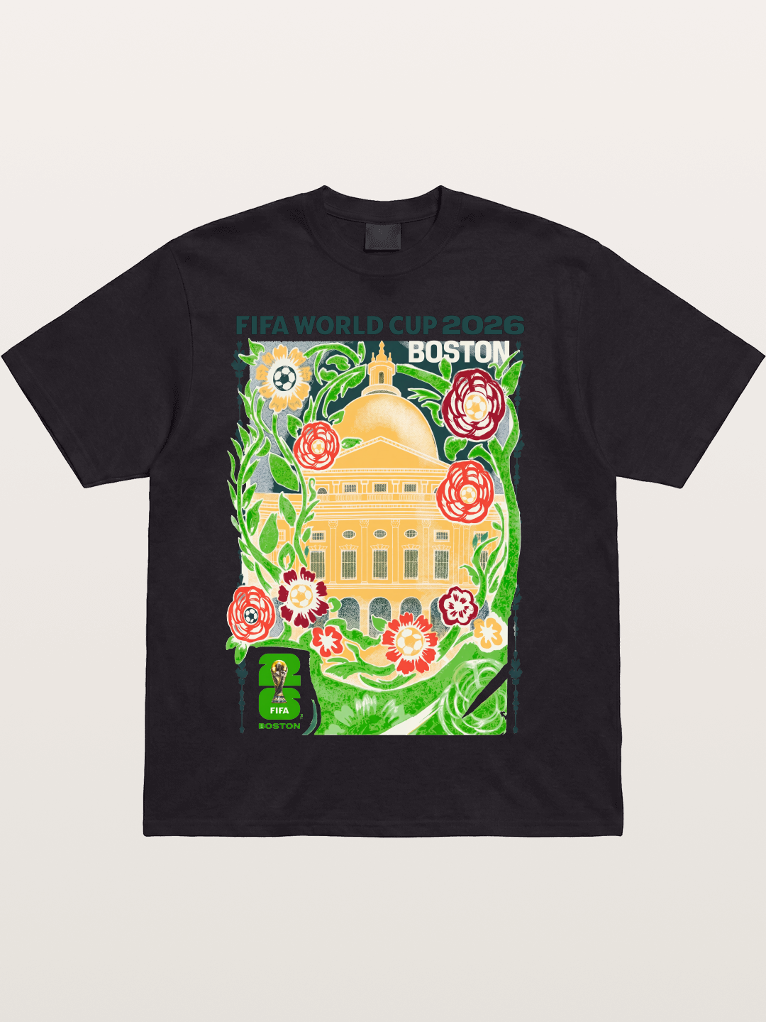 Boston WC 2026 Floral City Hall Art Cotton T-shirt
