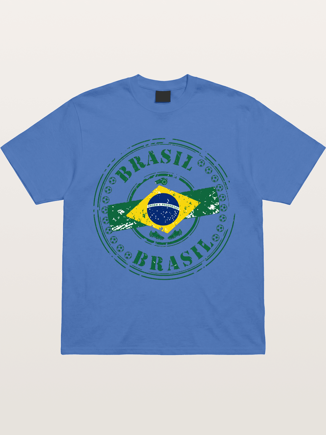 Brazil Flag Stamp Soccer Print Gildan T-shirt