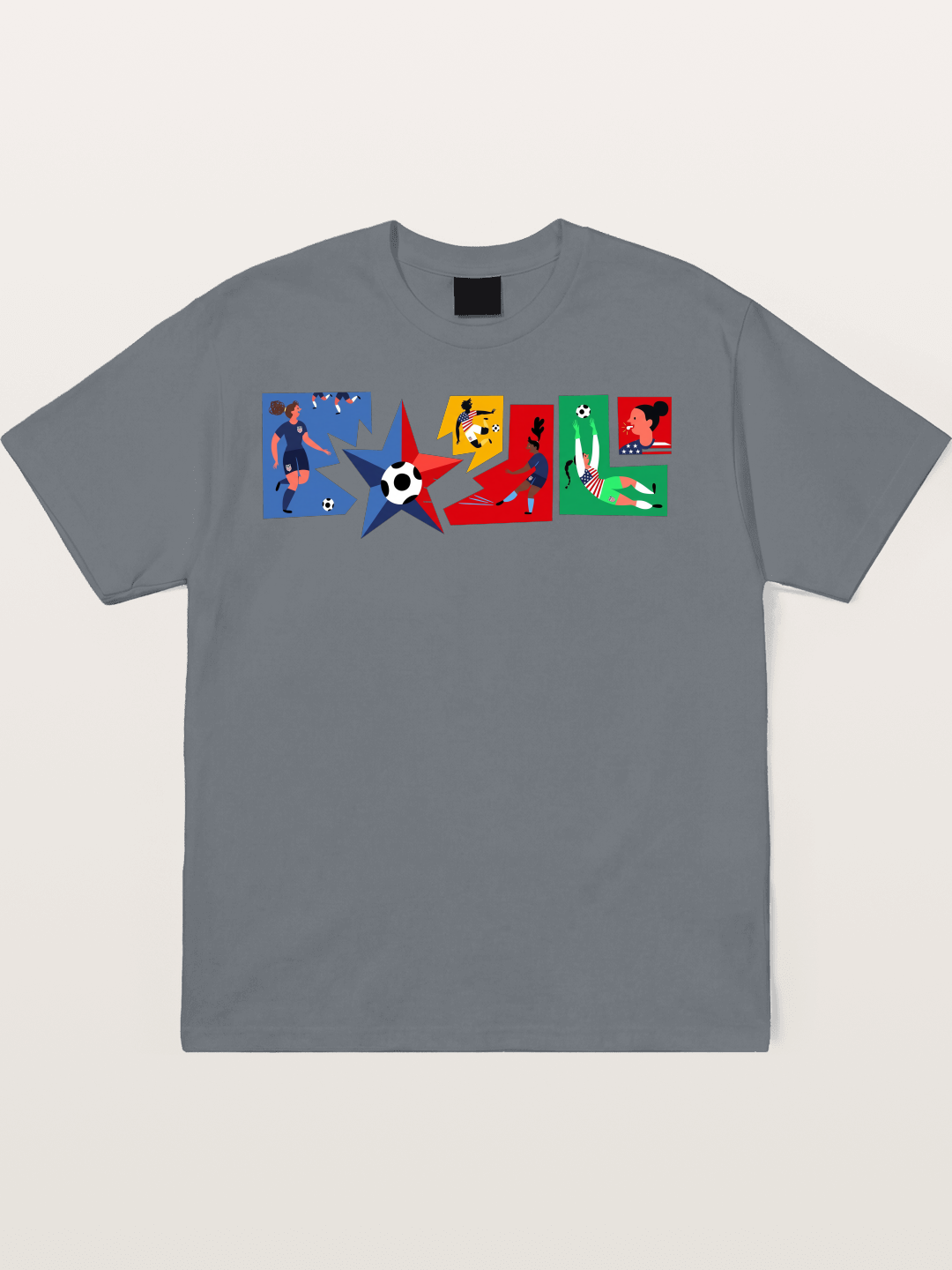 USA Women Soccer Collage Art Cotton T-shirt