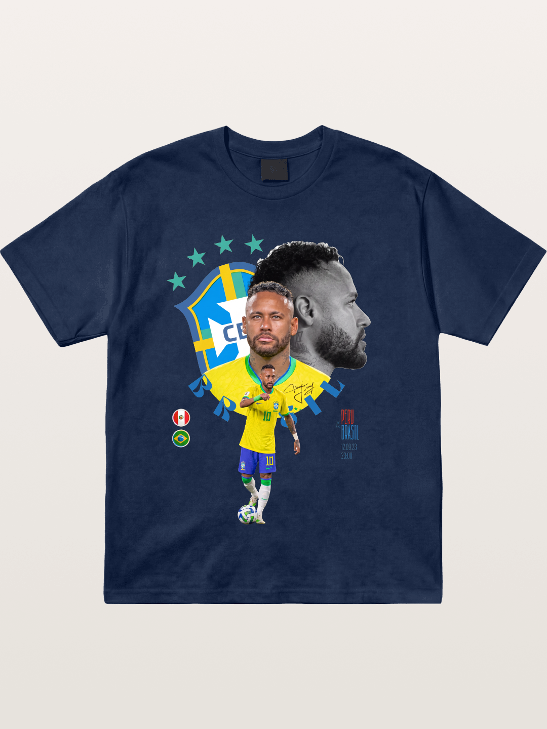 Neymar Multi Portrait Art Cotton T-shirt