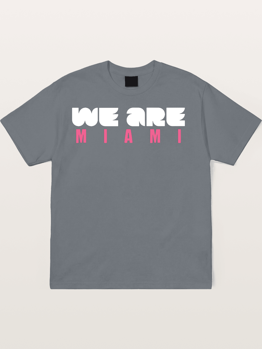 Miami Pink Patterned Letters Cotton T-shirt