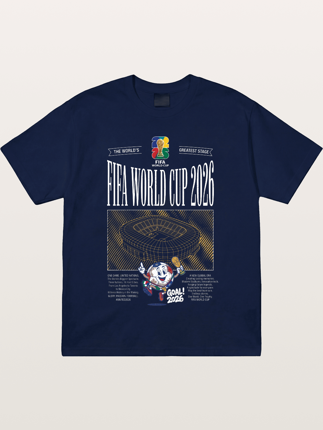 2026 WC Stadium Mascot Line Art Gildan T-shirt