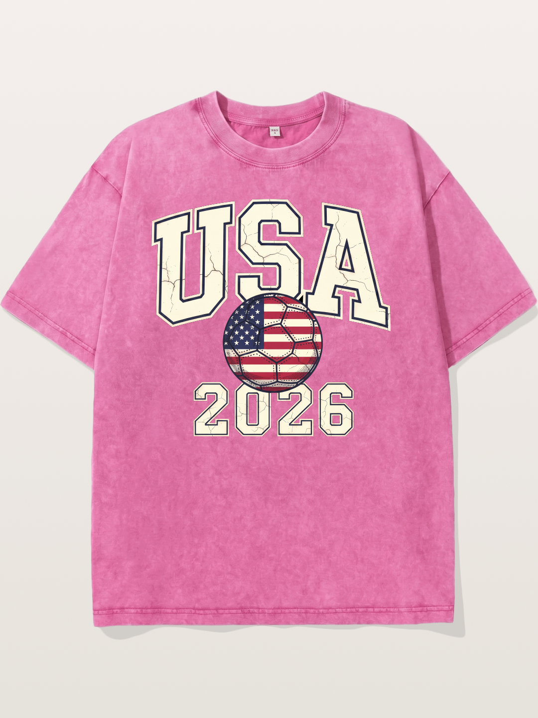 USA 2026 Cracked Letter Soccer Washed T-shirt