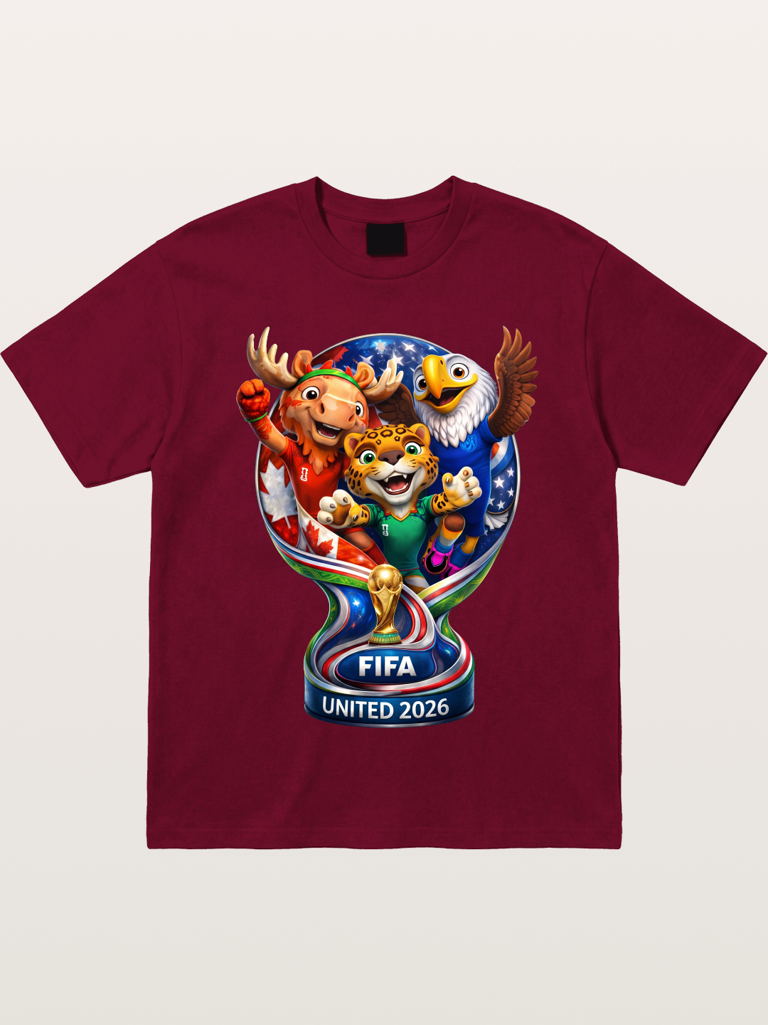 World Cup Mascots Globe Design Gildan T-shirt