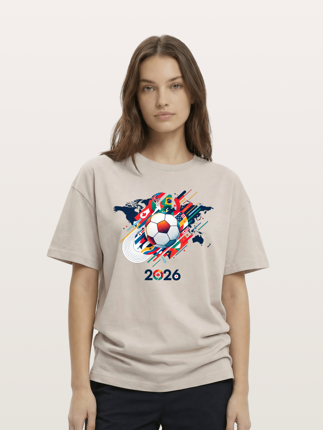 World Cup 2026 Global Flags Print Cotton T-shirt