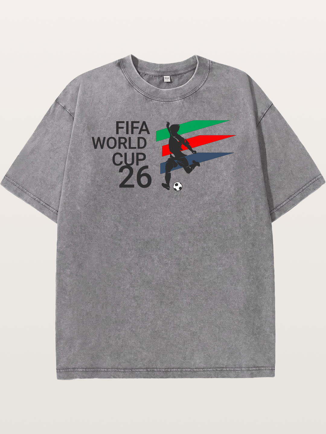 2026 WC Soccer Player Color Stripes Washed T-shirt