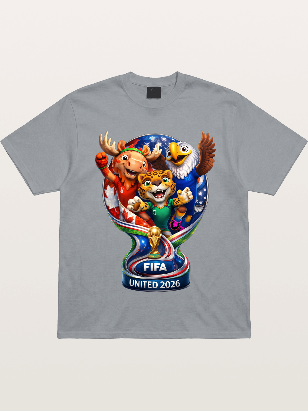 World Cup Mascots Globe Design Gildan T-shirt