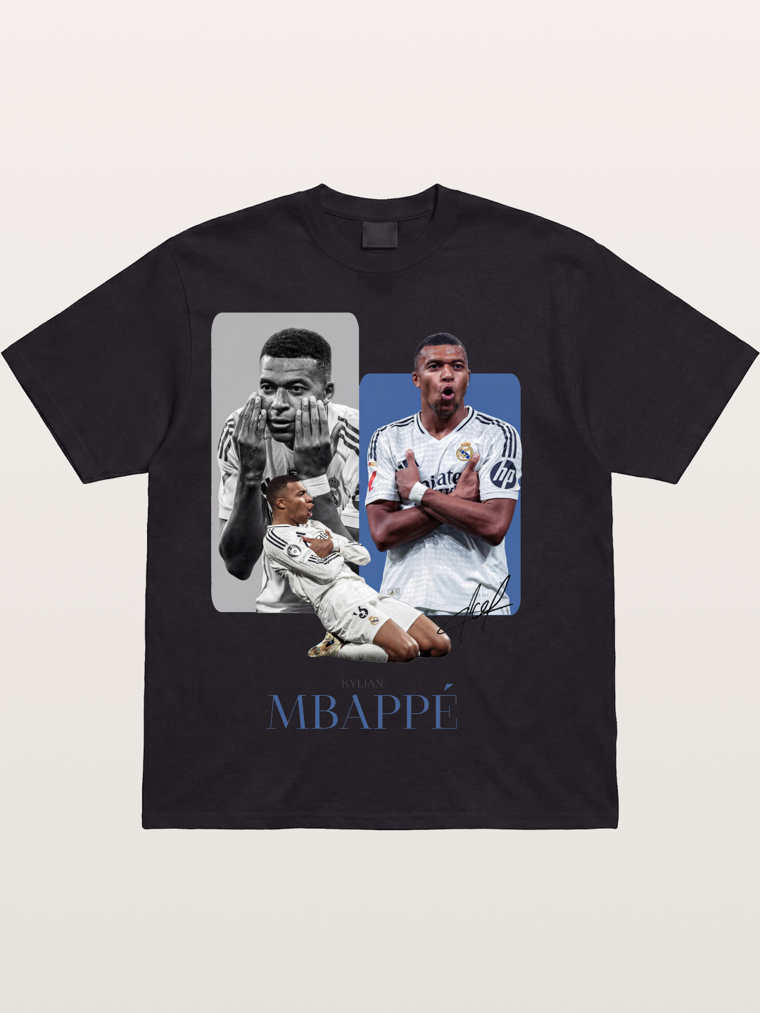 Mbappe Real Madrid Collage Cotton T-shirt