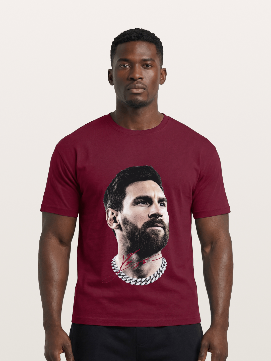 Messi Black White Signature Portrait Gildan T-shirt