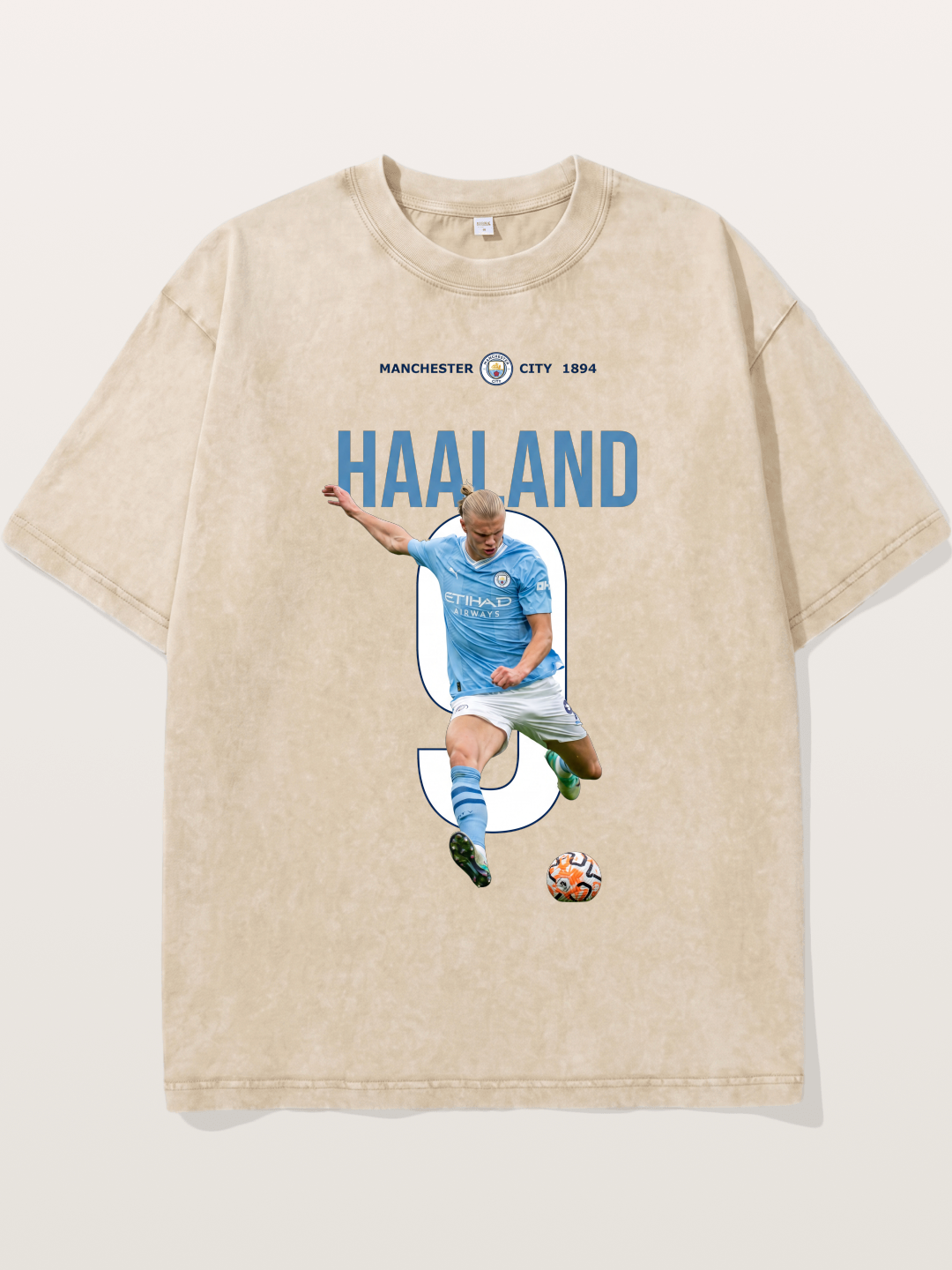 Haaland Number 9 Action Shot Washed T-shirt