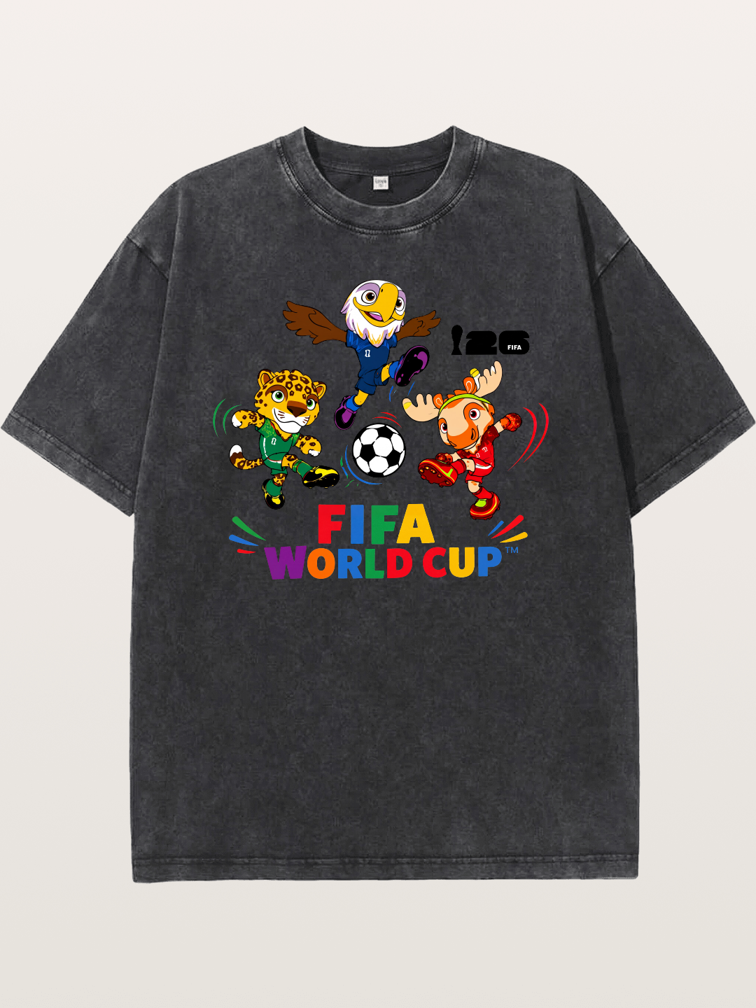 FIFA World Cup Mascots Print Washed T-shirt