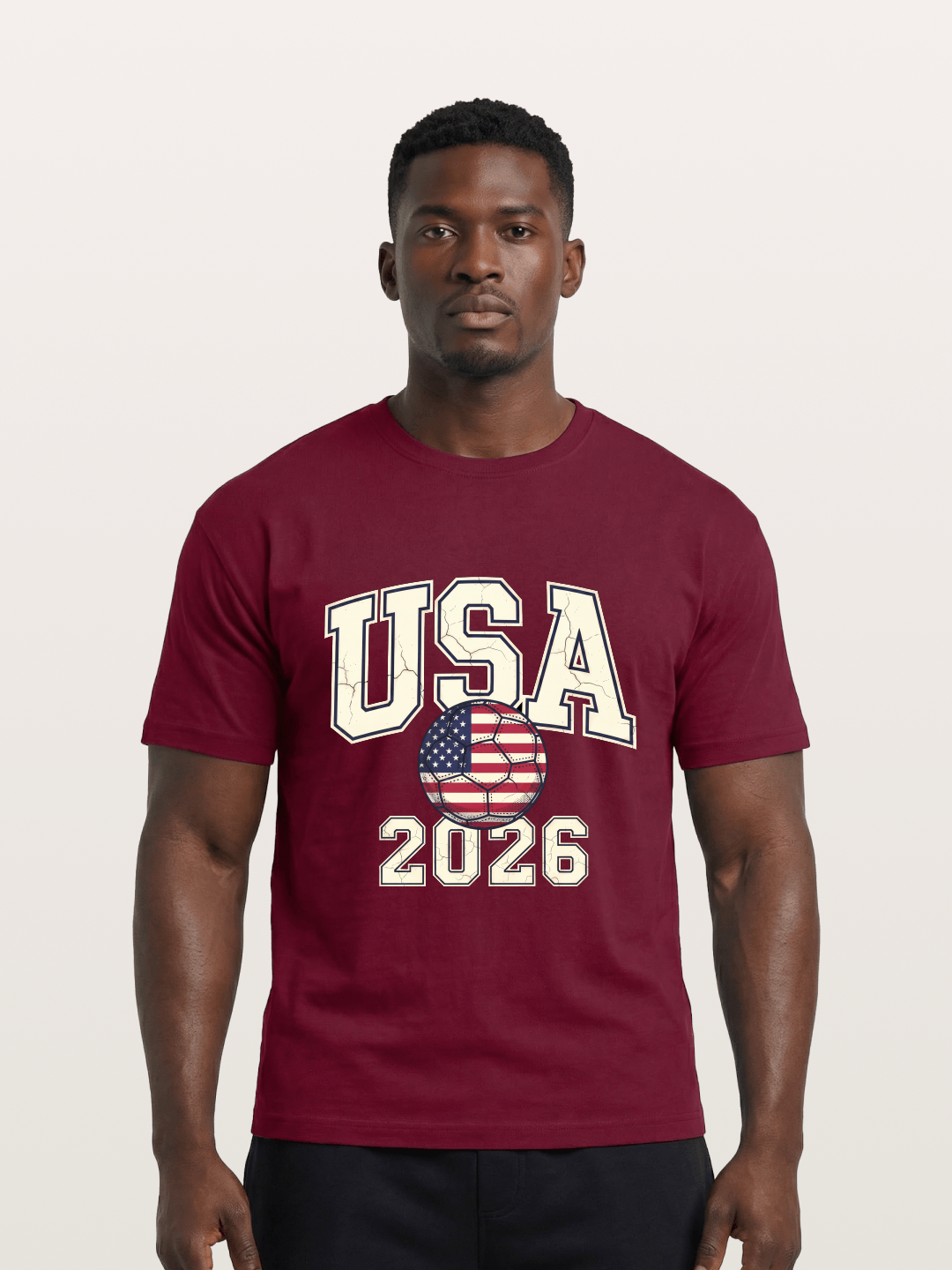 USA 2026 Cracked Letter Soccer Gildan T-shirt