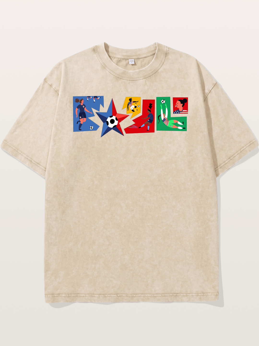 USA Women Soccer Collage Art Washed T-shirt
