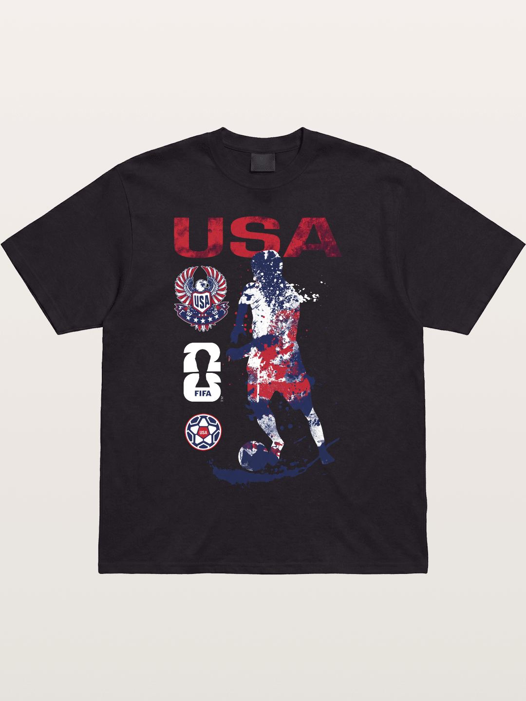 USA WC 2026 Splatter Soccer Player Cotton T-shirt