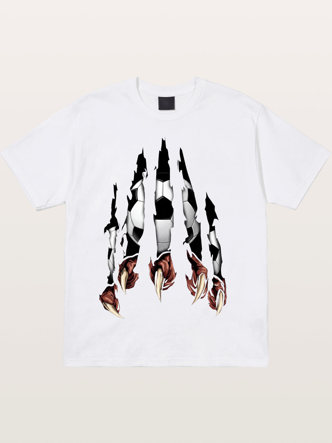 Claw Tear Soccer Reveal Print Cotton T-shirt