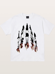 Claw Tear Soccer Reveal Print Cotton T-shirt