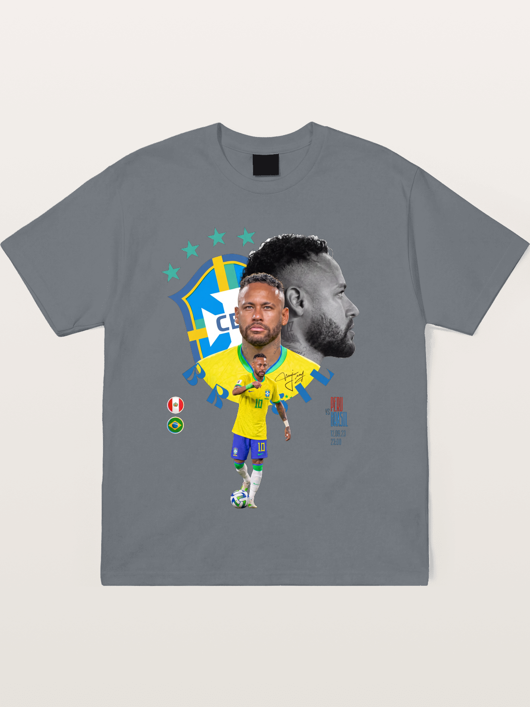 Neymar Multi Portrait Art Cotton T-shirt