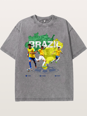 Brazil National Team Stars Collage Washed T-shirt