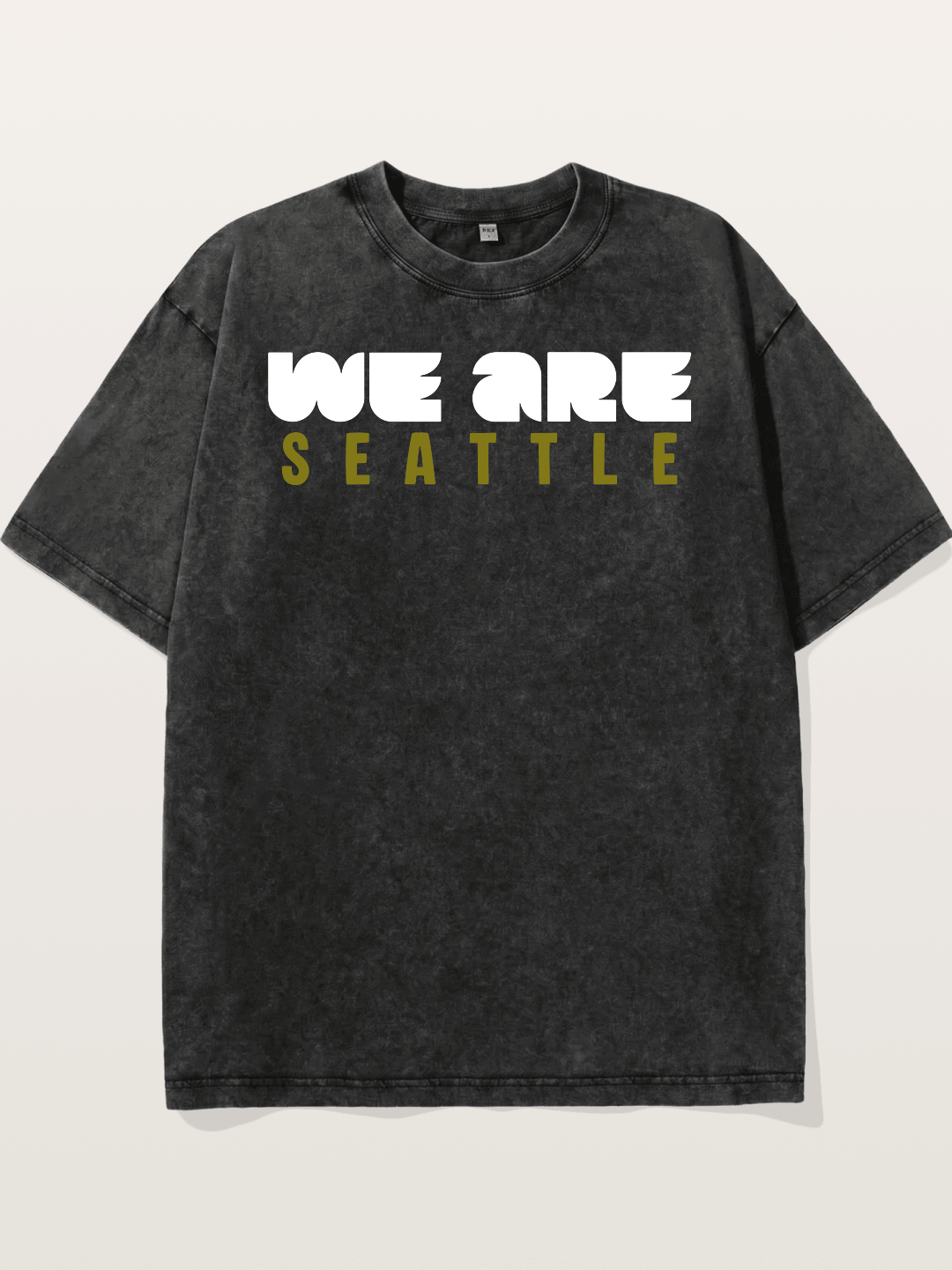 Seattle Olive Green Typography Washed T-shirt