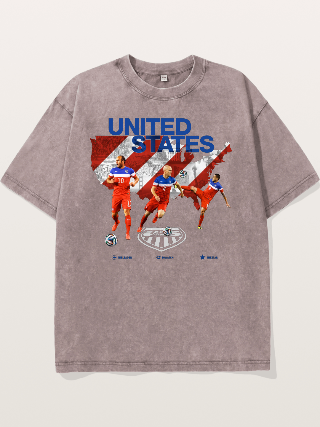USA Soccer Stars On Map Outline Washed T-shirt