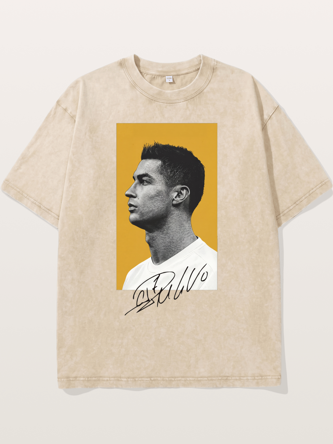 Ronaldo Gold Background Portrait Washed T-shirt