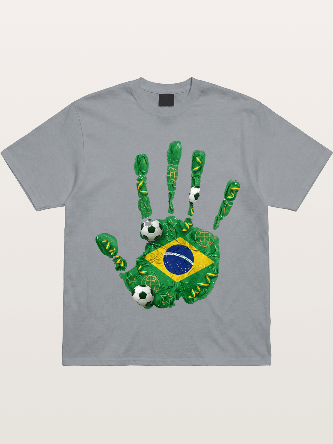 Brazil Flag Hand Soccer Art Gildan T-shirt