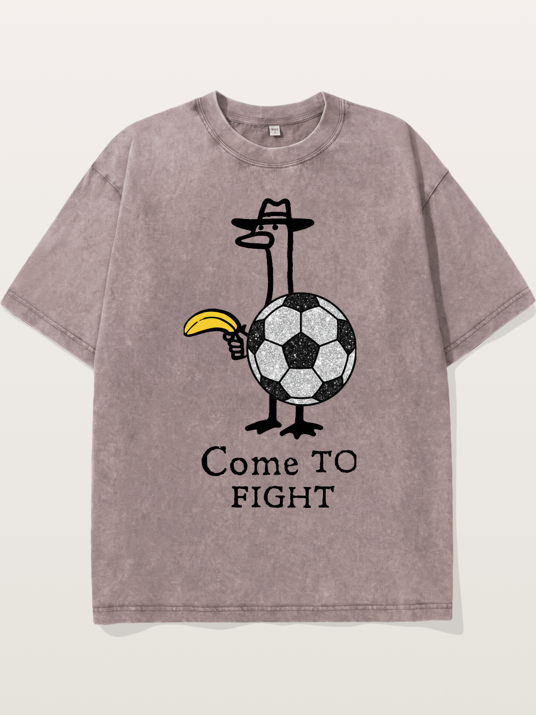 Ostrich Come To Fight Soccer Art Washed T-shirt