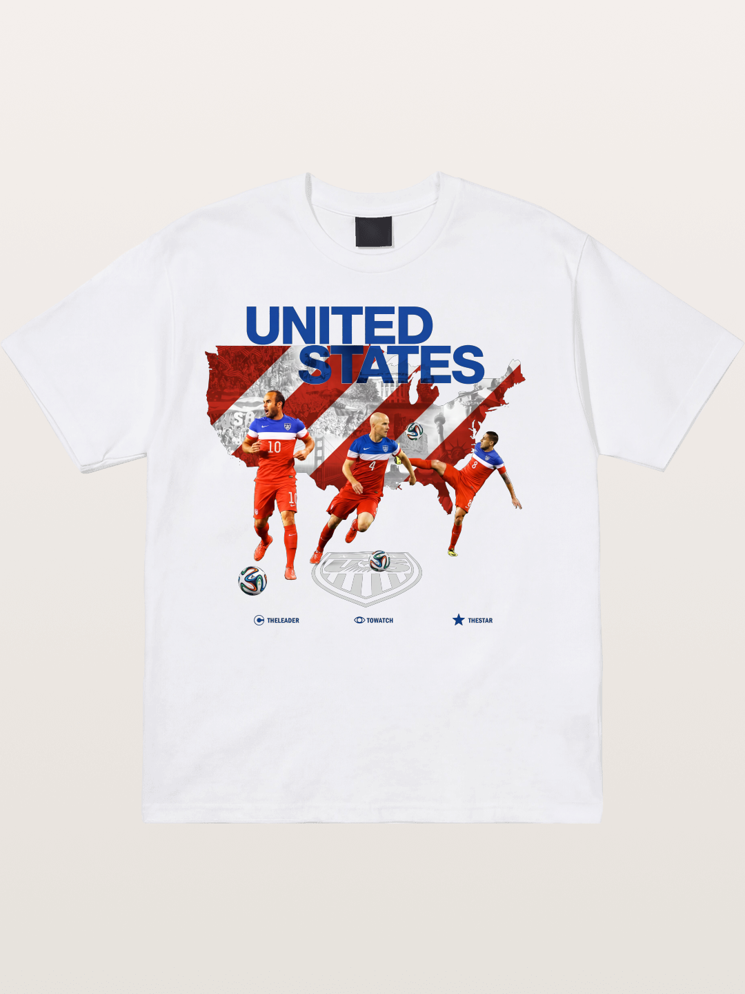 USA Soccer Stars On Map Outline Cotton T-shirt