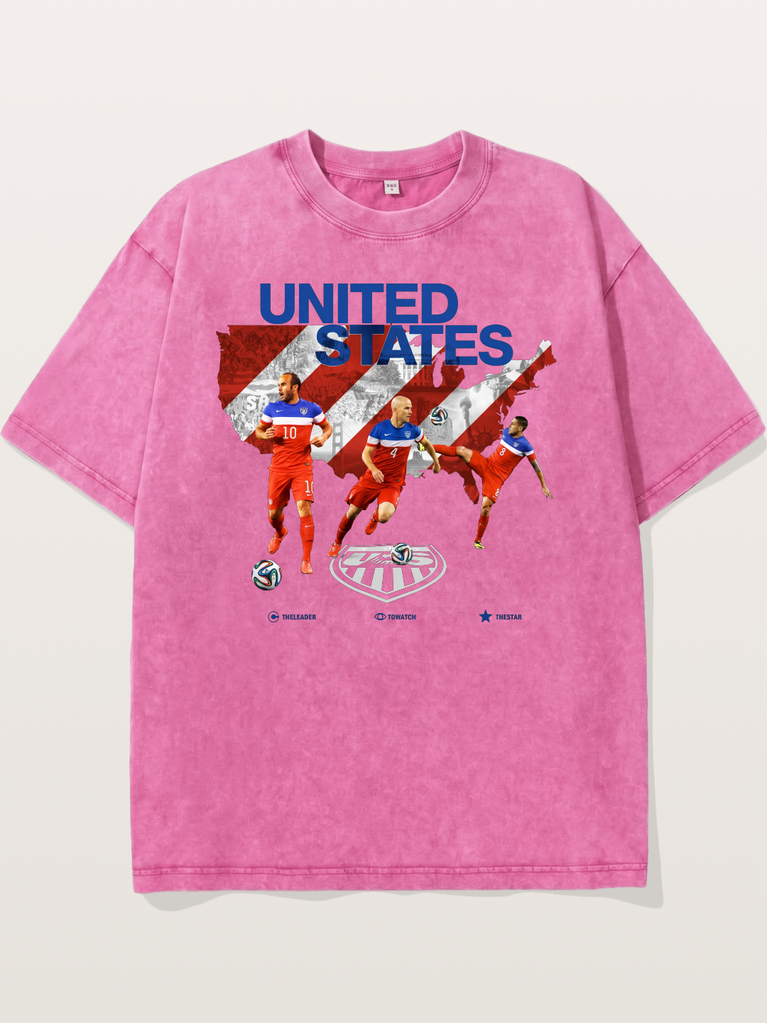 USA Soccer Stars On Map Outline Washed T-shirt