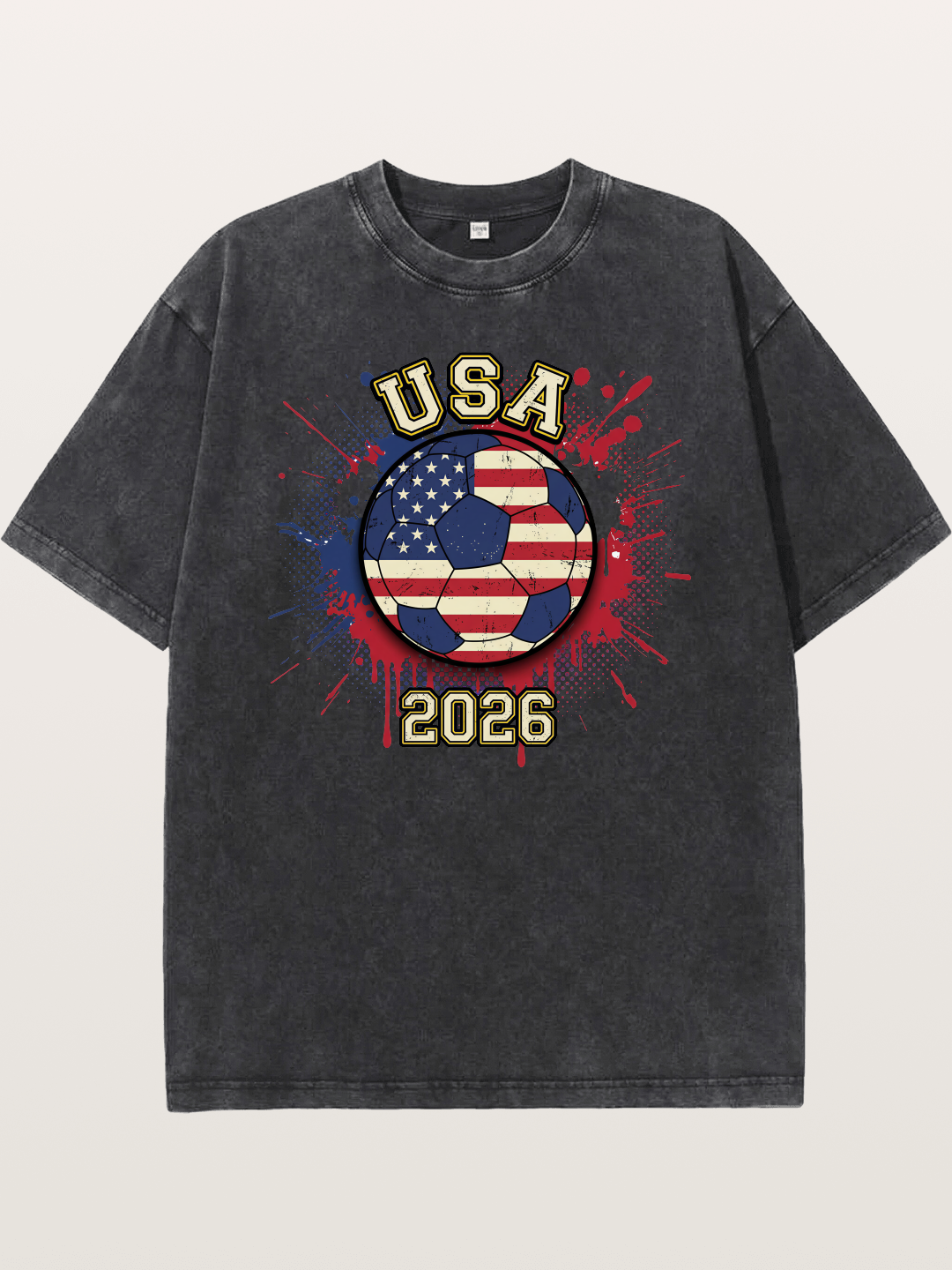 USA 2026 Soccer Ball Print Washed T-shirt