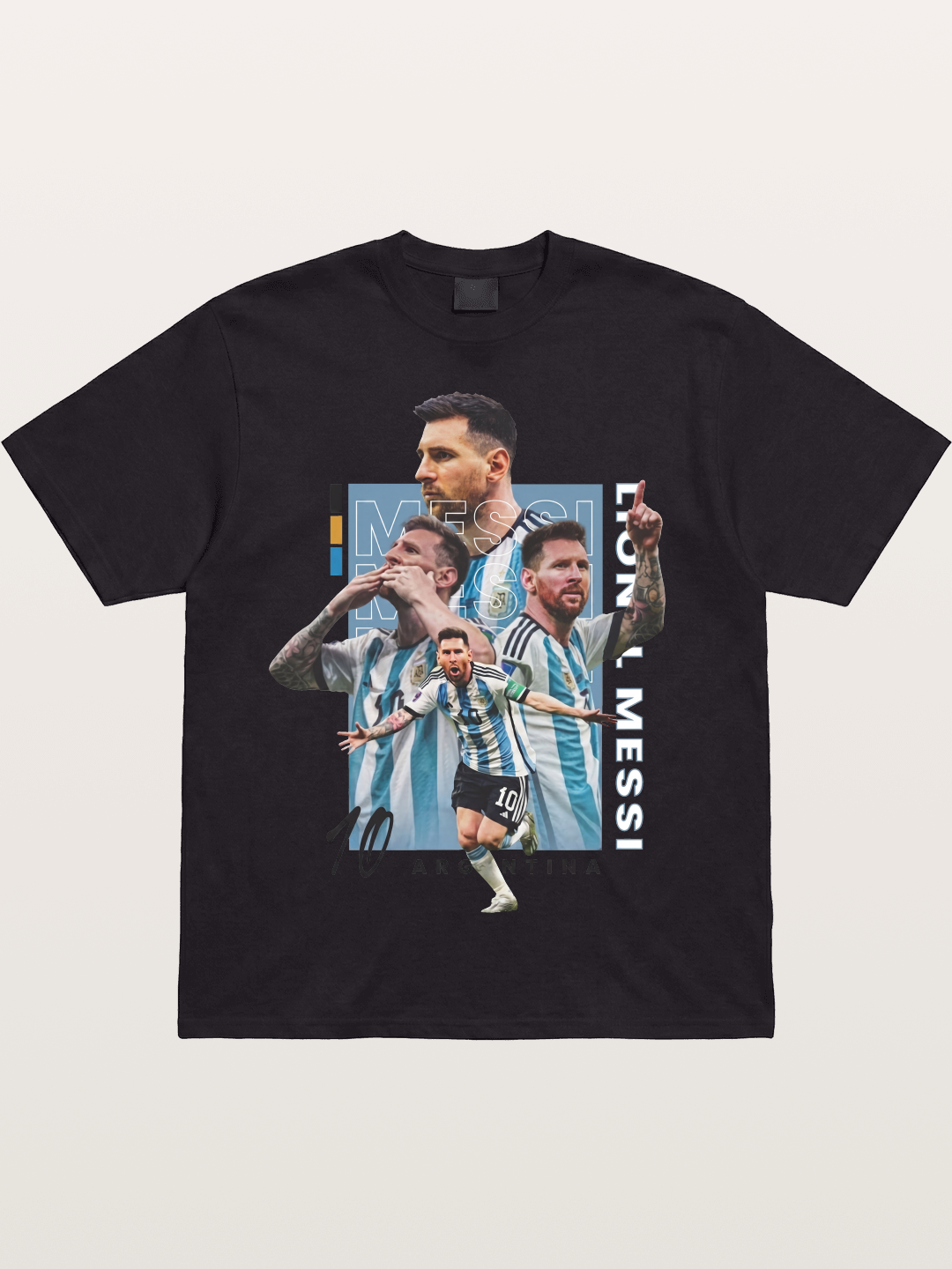 Messi Argentina Layered Collage Cotton T-shirt