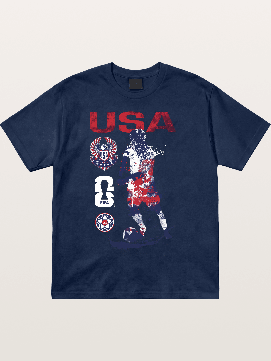 USA WC 2026 Splatter Soccer Player Cotton T-shirt