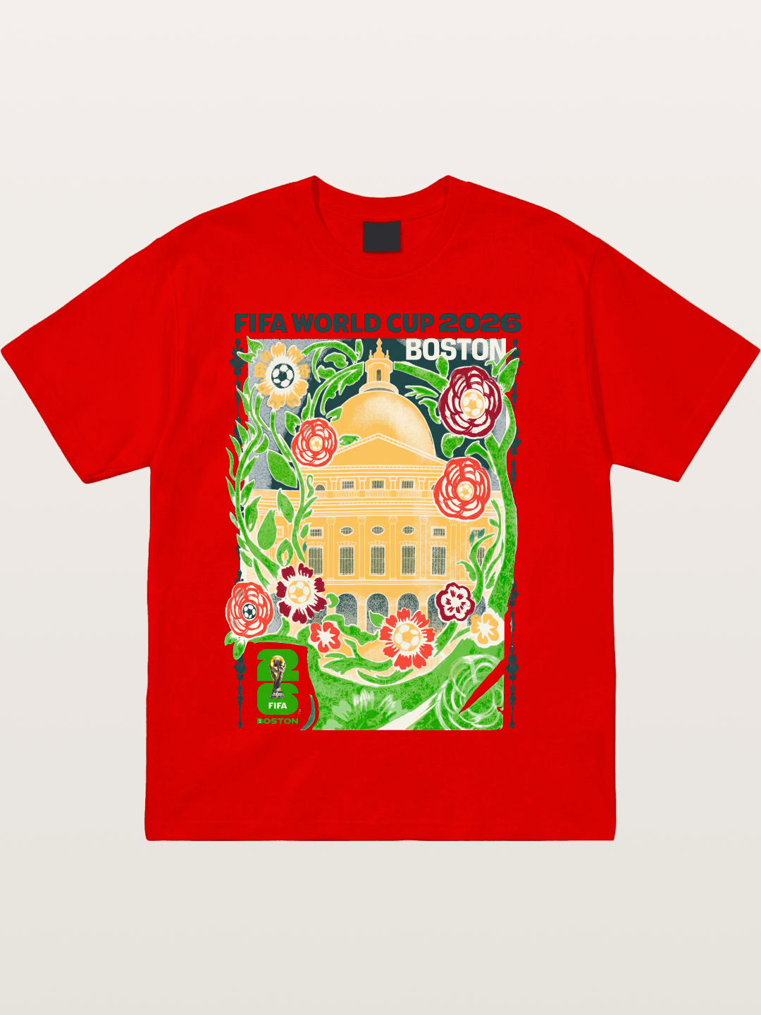 Boston WC 2026 Floral City Hall Art Cotton T-shirt