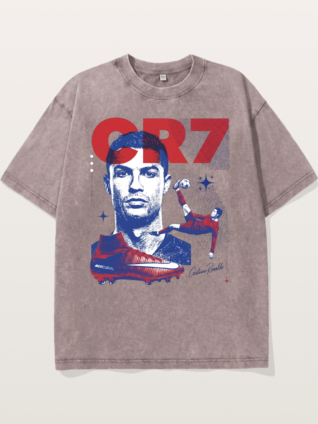 CR7 Retro Halftone Print Washed T-shirt
