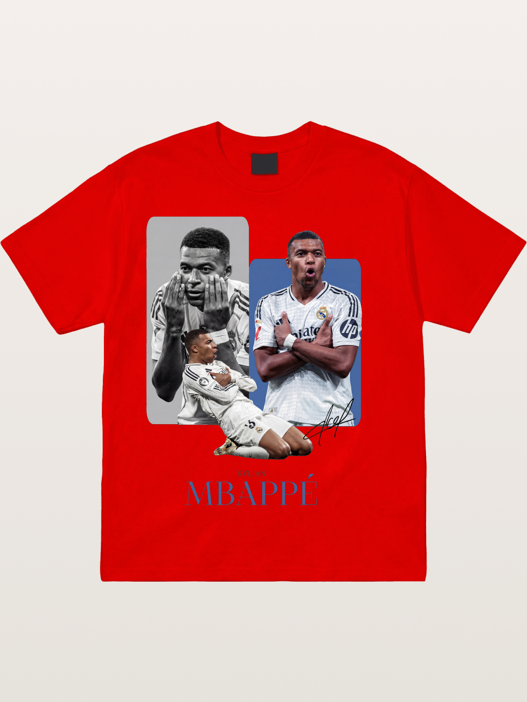 Mbappe Real Madrid Collage Cotton T-shirt