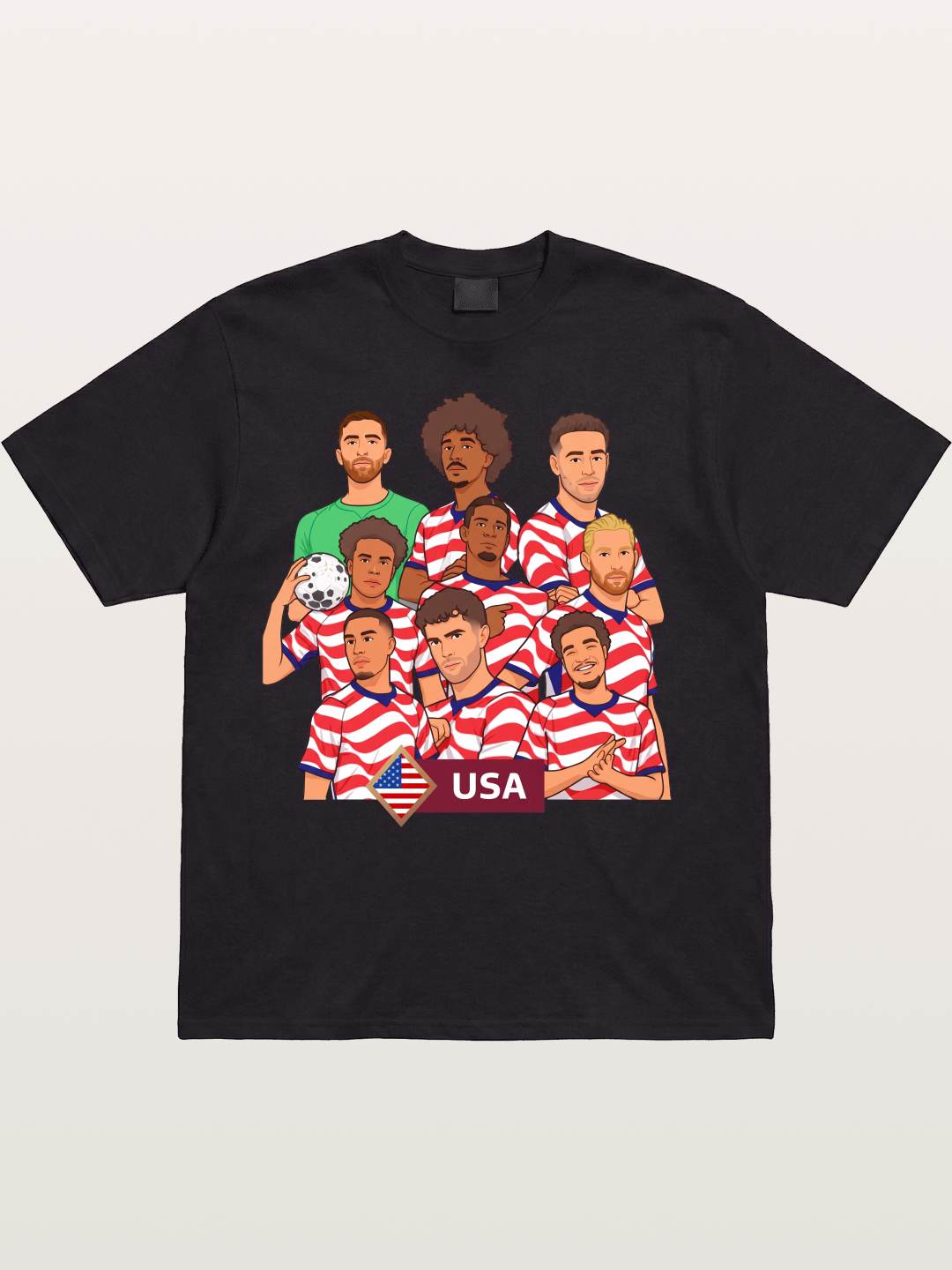 USMNT Cartoon Full Roster Gathering Cotton T-shirt