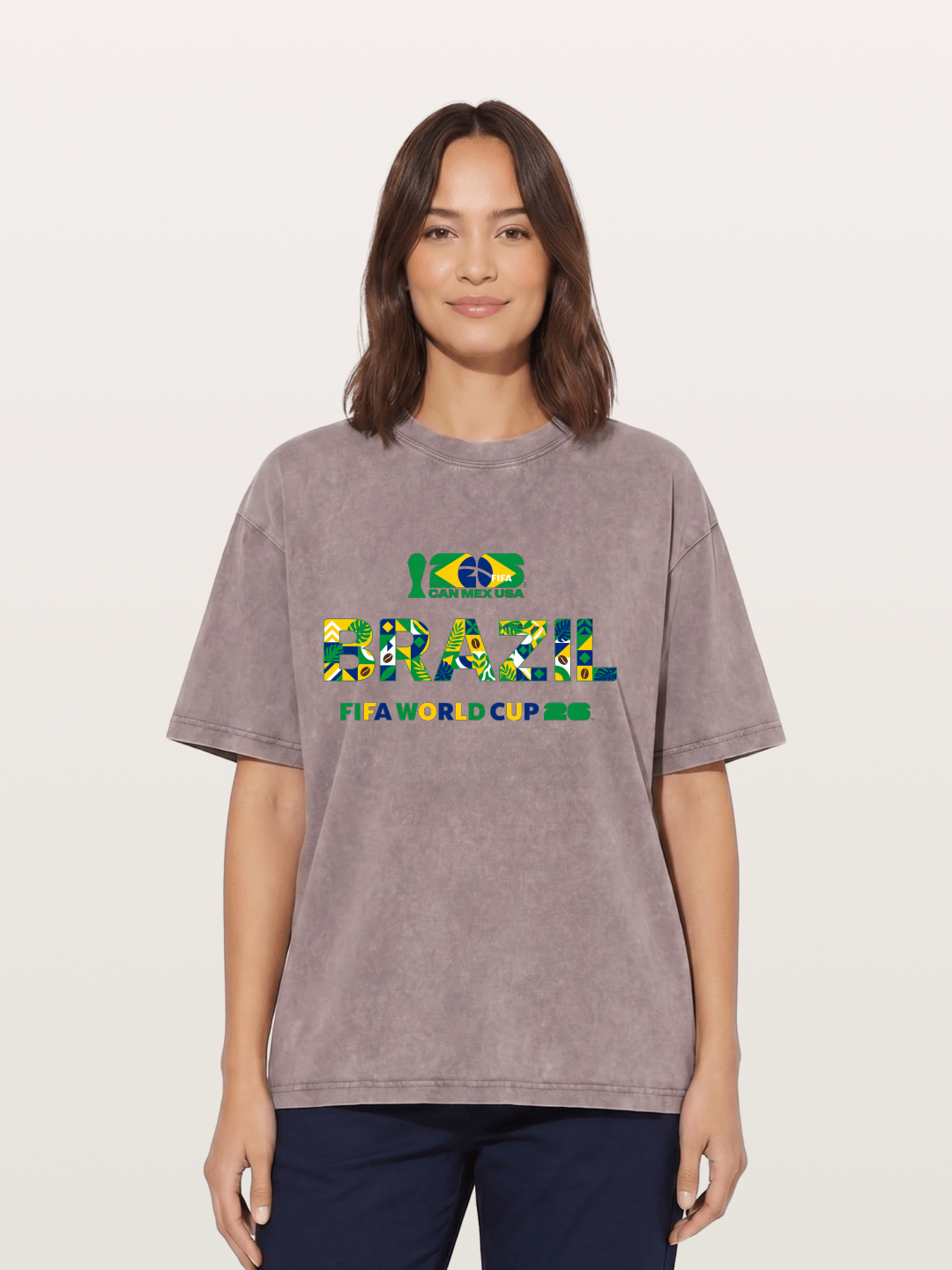 Brazil 2026 Floral Pattern Art Washed T-shirt