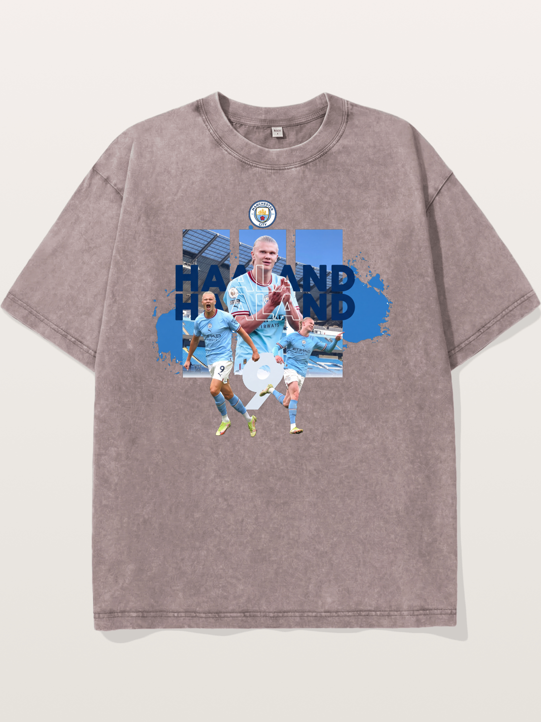 Haaland Etihad Stadium Montage Washed T-shirt