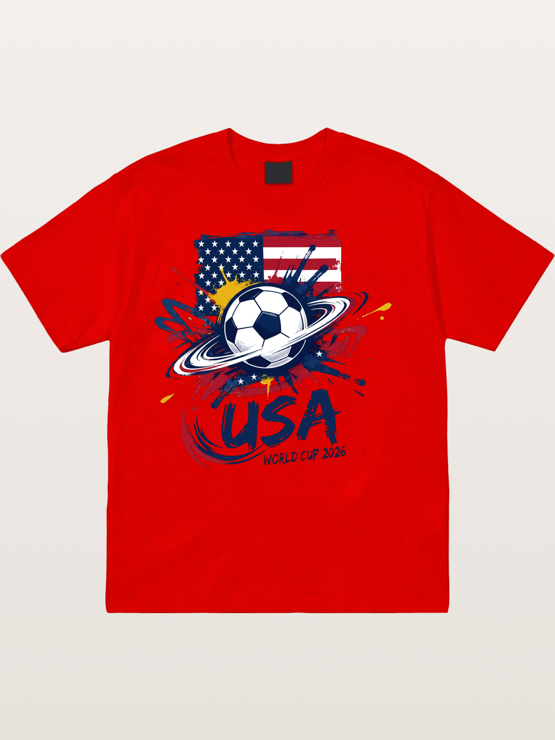 American Flag Splatter Soccer 2026 Cotton T-shirt