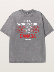 Canada WC 2026 Speed Text Design Washed T-shirt